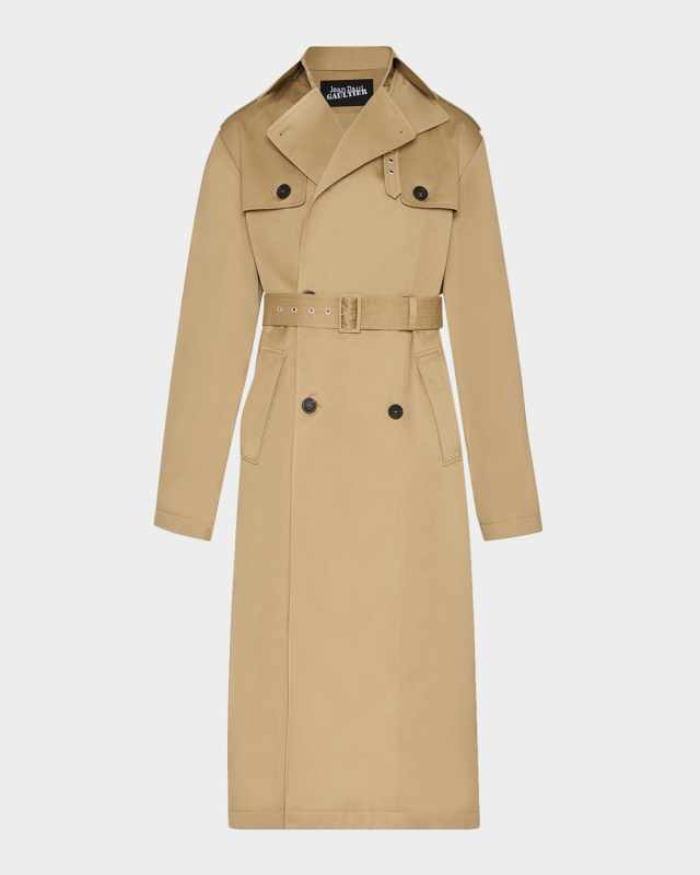 Hooded Scarf Double-Breasted Long Trench Coat